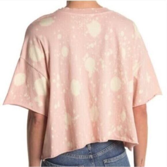 Abound Tie Dye Crop Cotton Knit Tee Shirt with Front Pocket Size Small Coral NWT - Picture 3 of 4